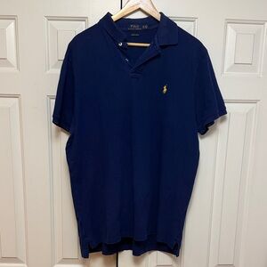 Polo by Ralph Lauren Men's Navy Blue Polo Shirt XL Custom Slim Fit